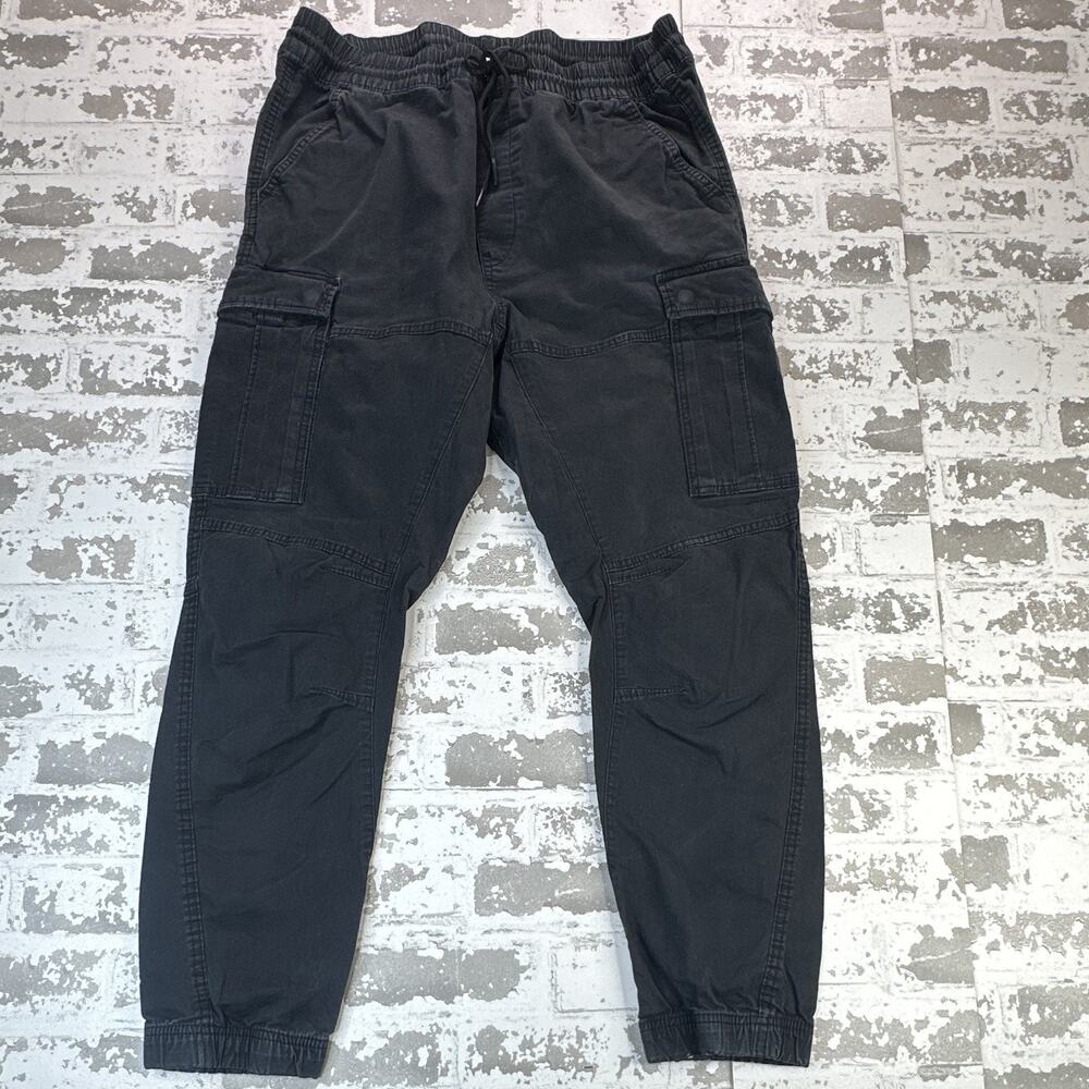H&M Men's Black Slim Fit Cargo Jogger Pants Size XL Tapered Drawstring